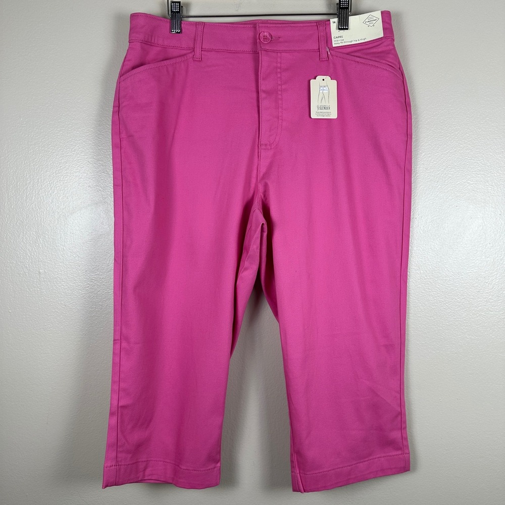 St.‎ John's Bay Women's 14 Capri Pants Palaca Pink Mid-Rise Easy Fit NEW